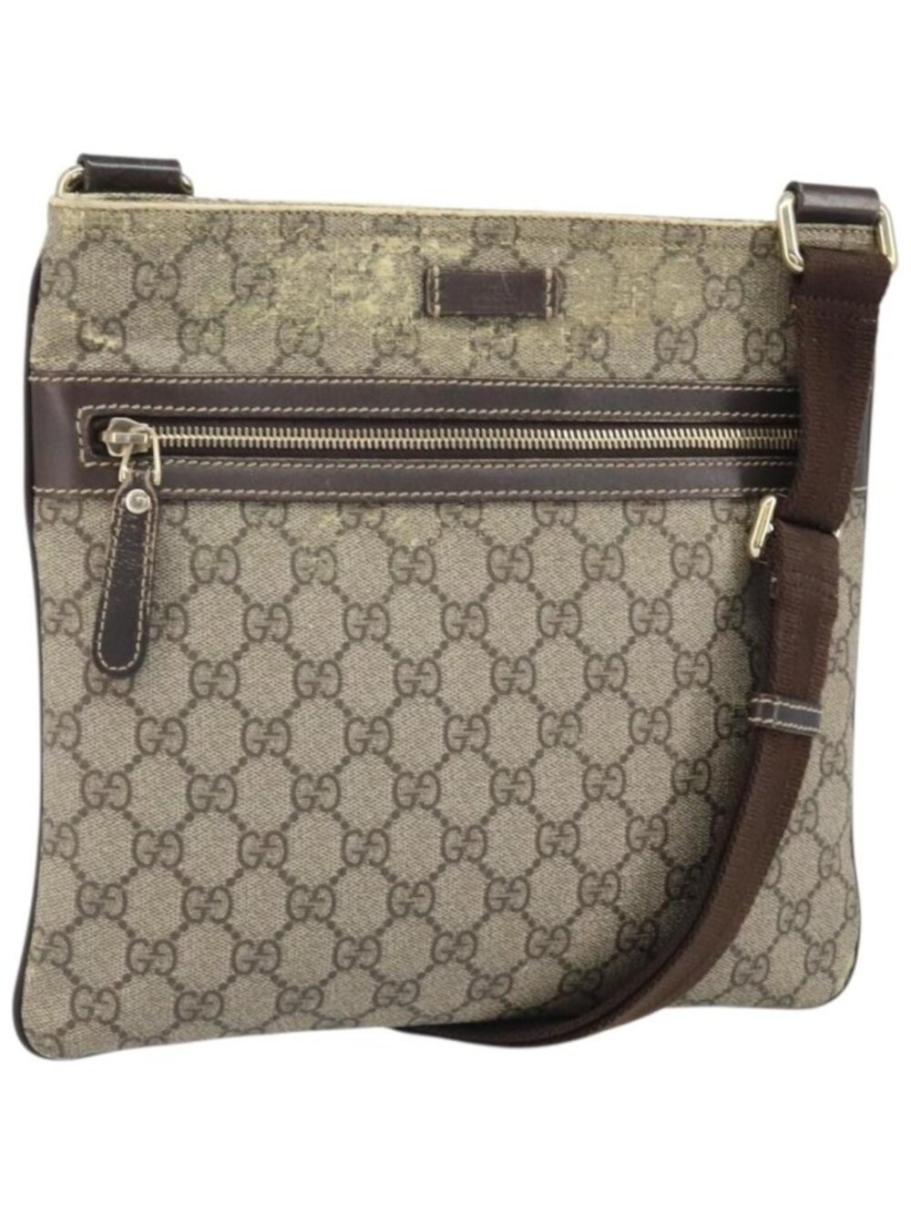 GUCCI GG Supreme Shoulder Bag PVC Beige Gold 295257